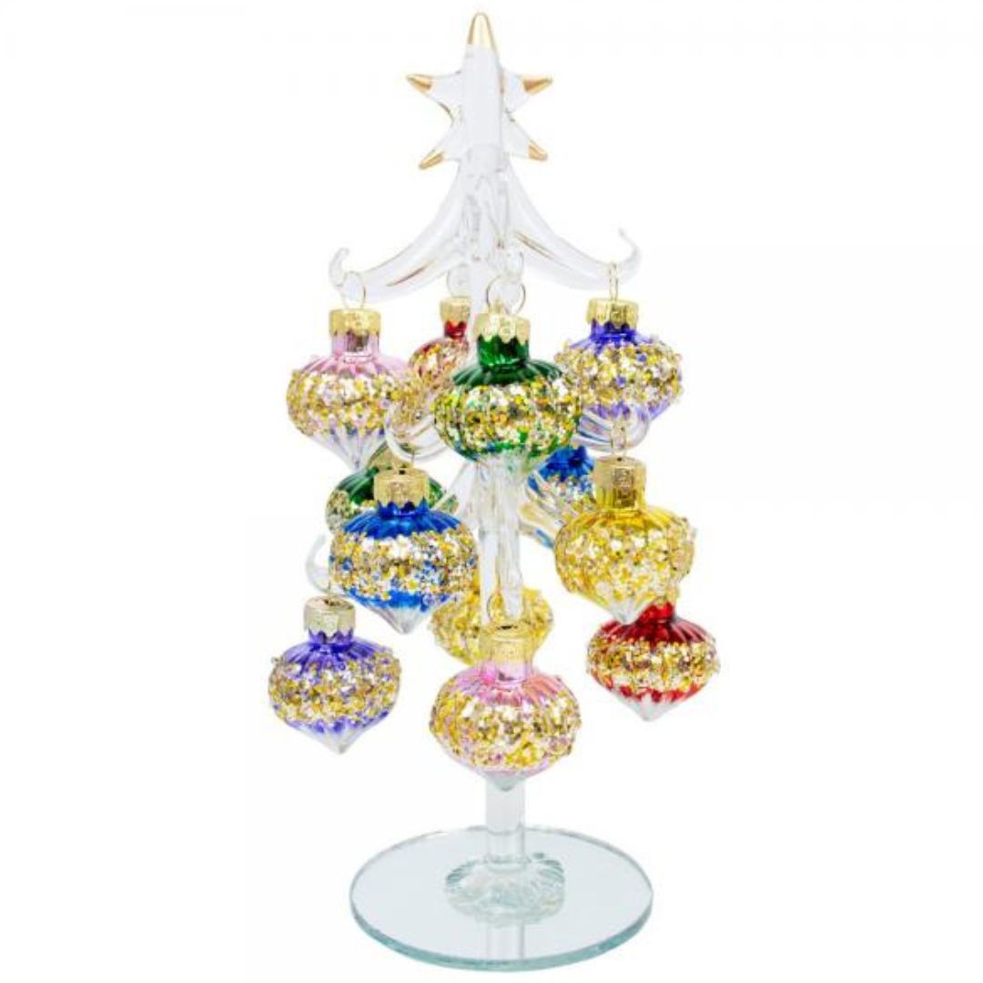 Glass Tree w/Teardrop Ornaments